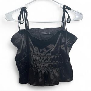 Nasty Gal Black Satin Tie-Strap Cropped Top size M/8